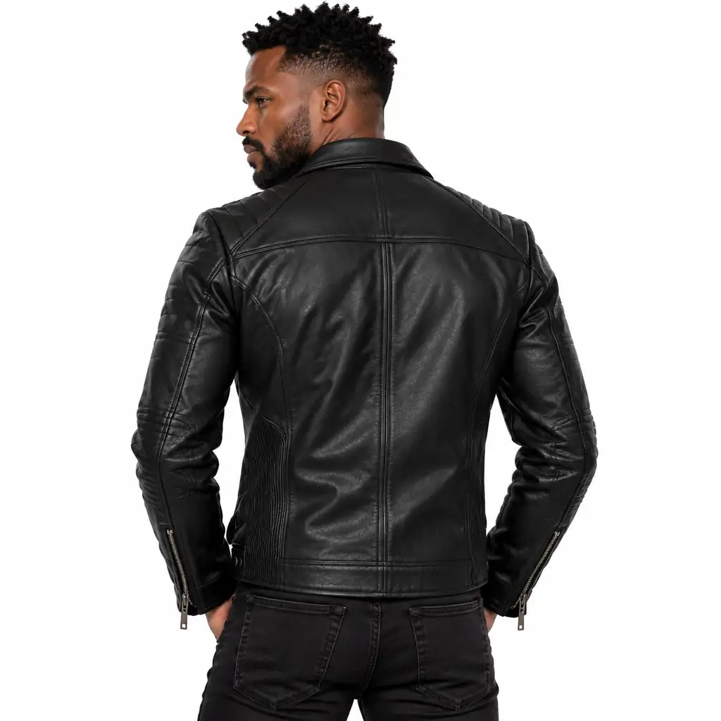 Men’s Asymmetrical Zip Leather Biker Jacket