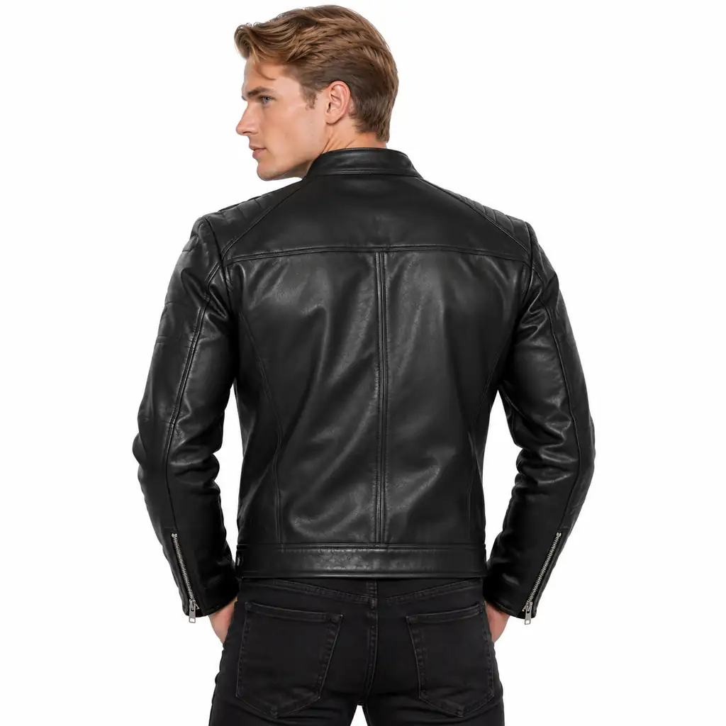 Men’s Classic Cafe Racer Leather Jacket