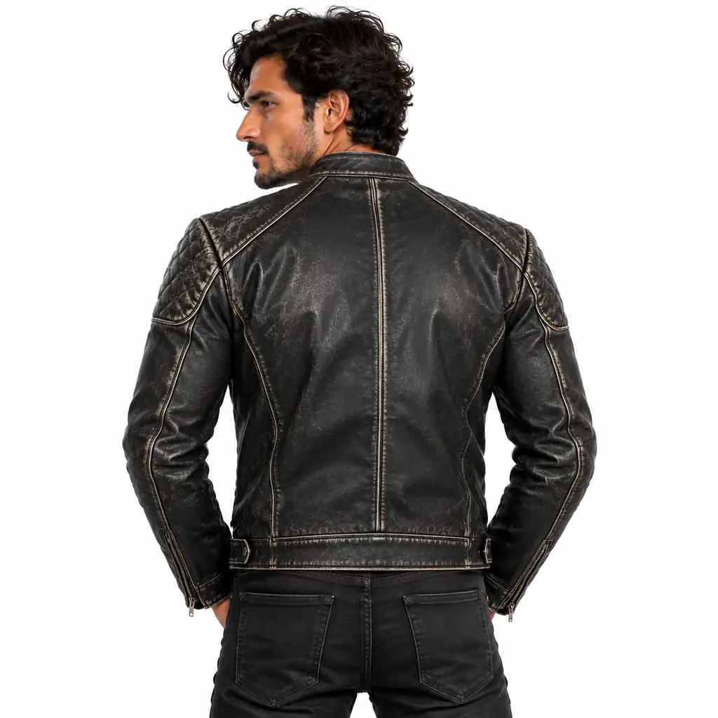 Men’s Distressed Cafe Racer Jacket