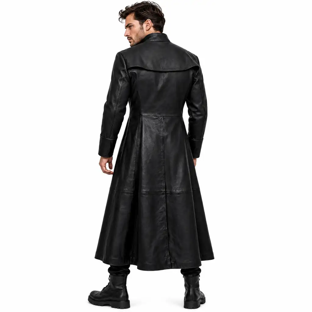 Neo Black Long Leather Coat