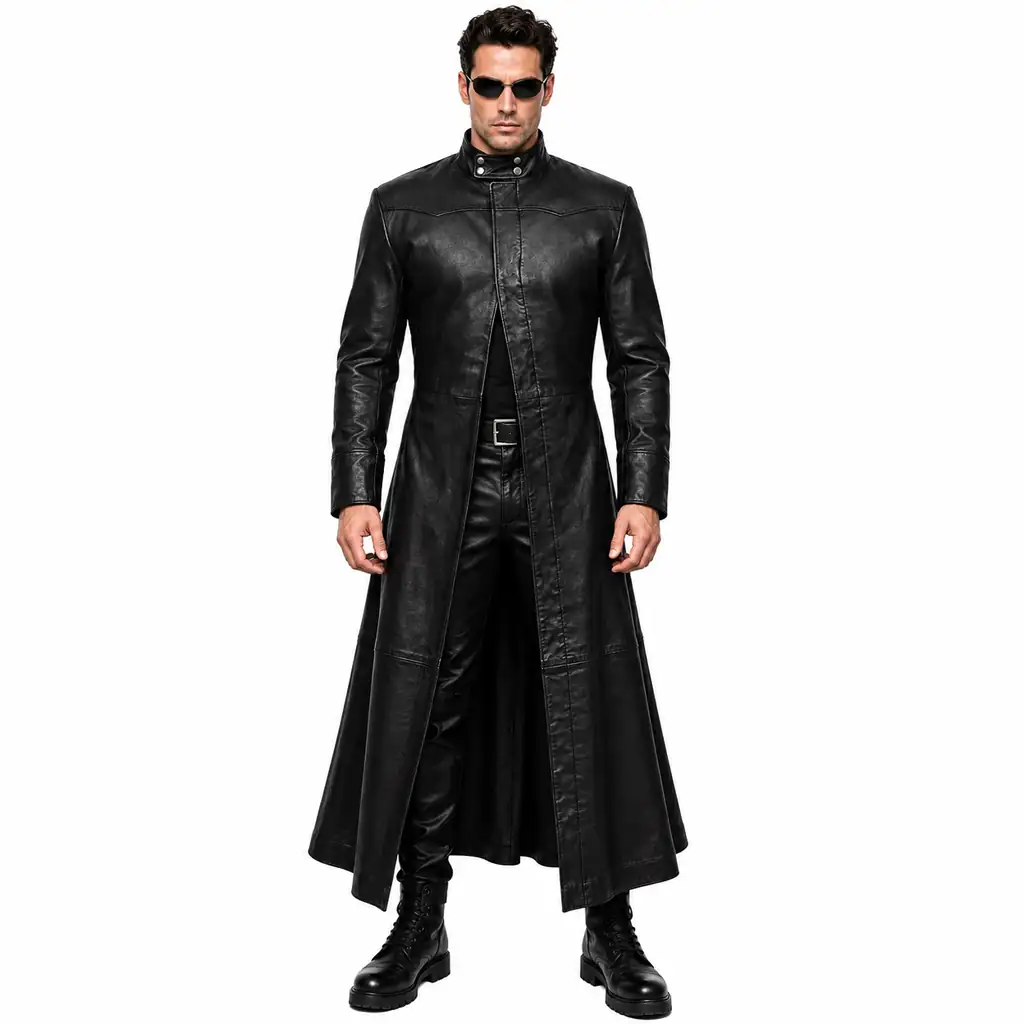 Neo Black Long Leather Coat