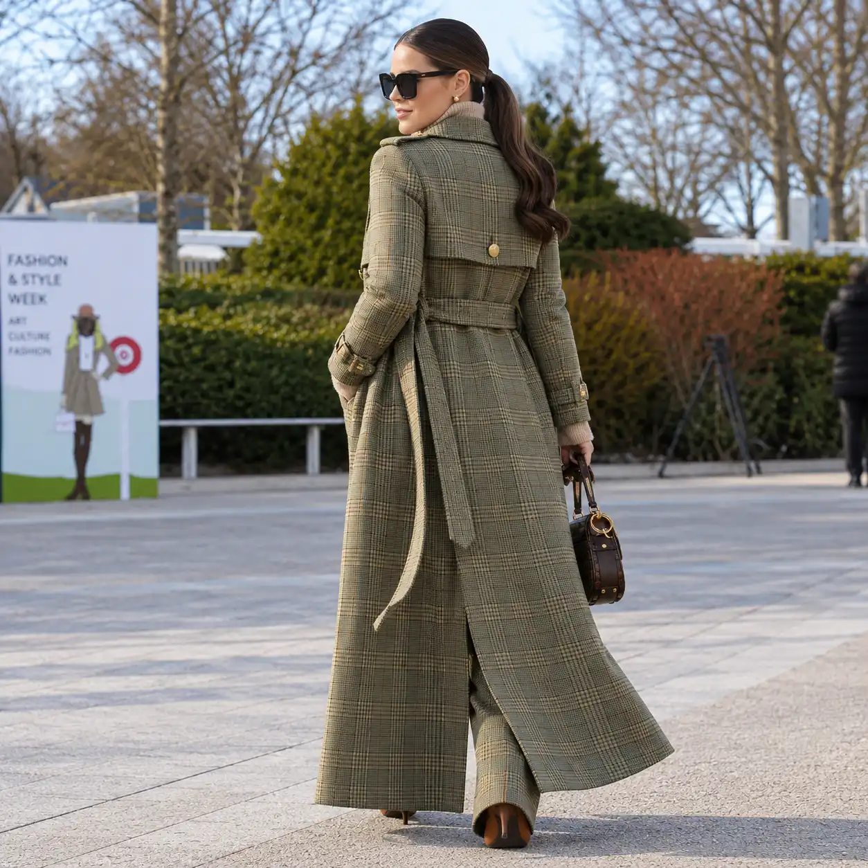 Sherlock Holmes Baker Street Olive Plaid Trench Coat