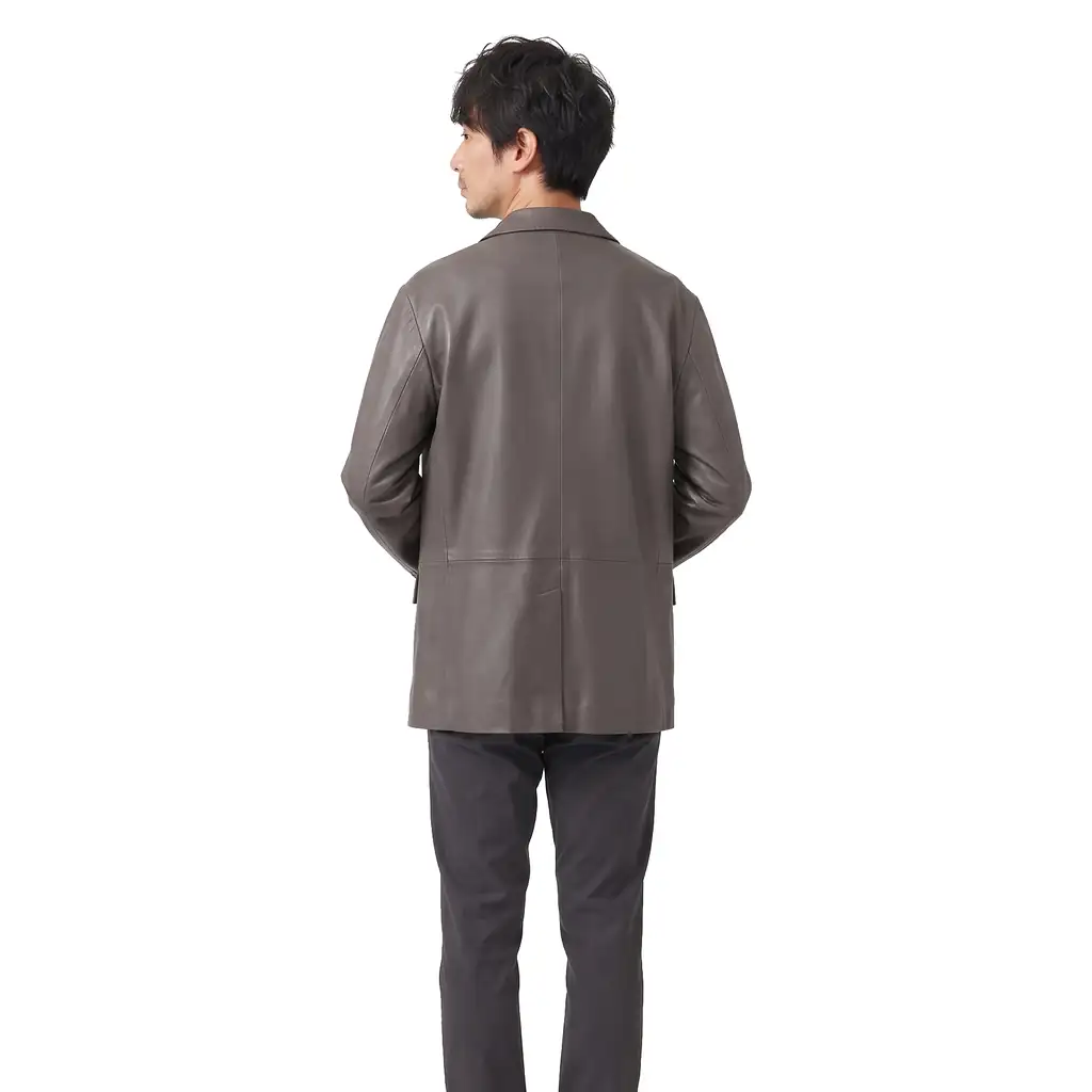 Relaxed Fit Leather Blazer
