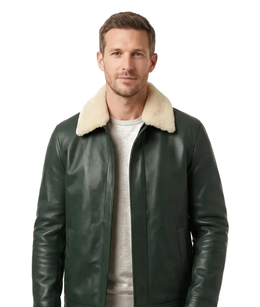 Shearling Collar Leather Jacket
