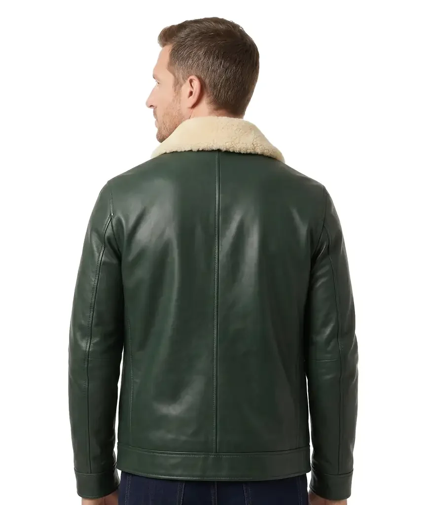 Shearling Collar Leather Jacket
