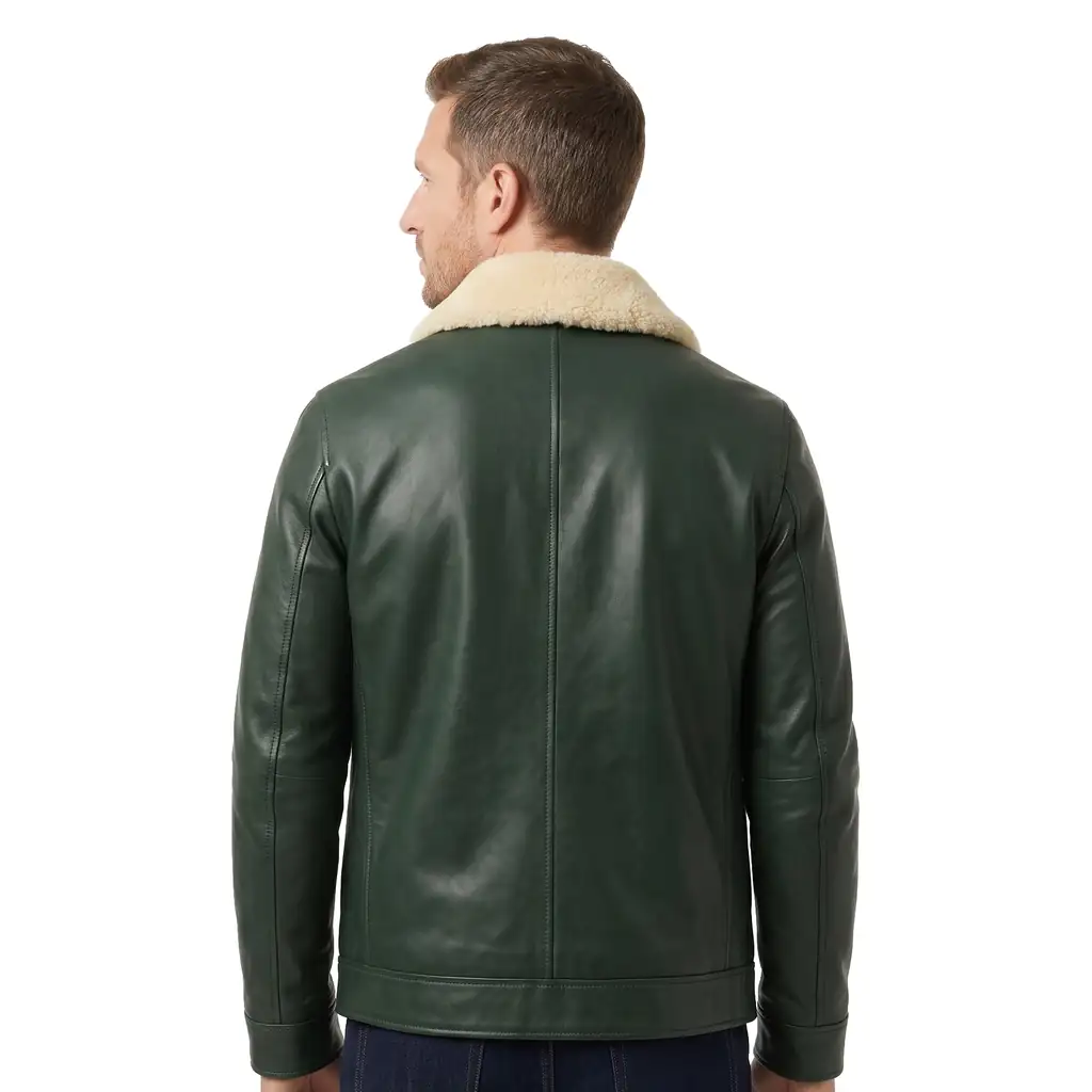 Shearling Collar Leather Jacket