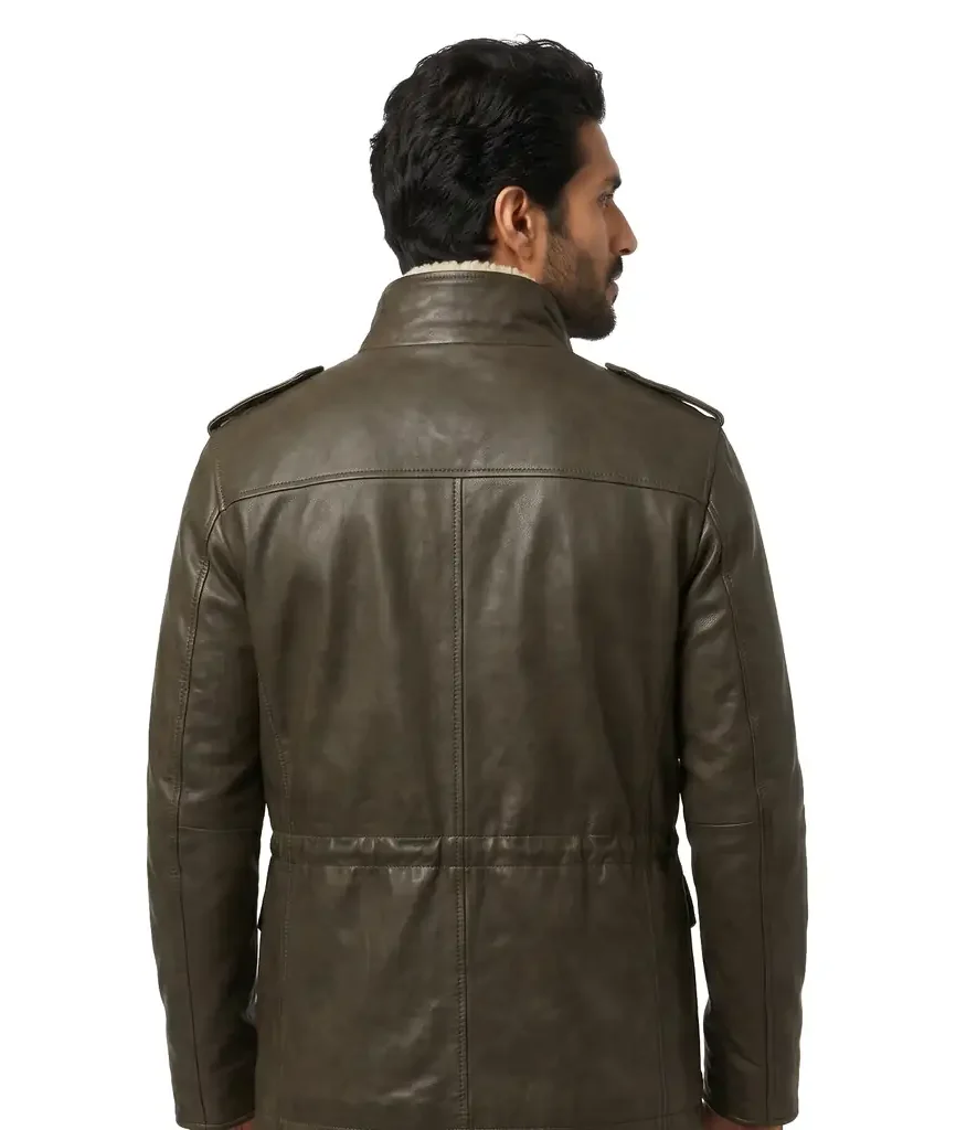Shearling Lined Leather Field Jacket