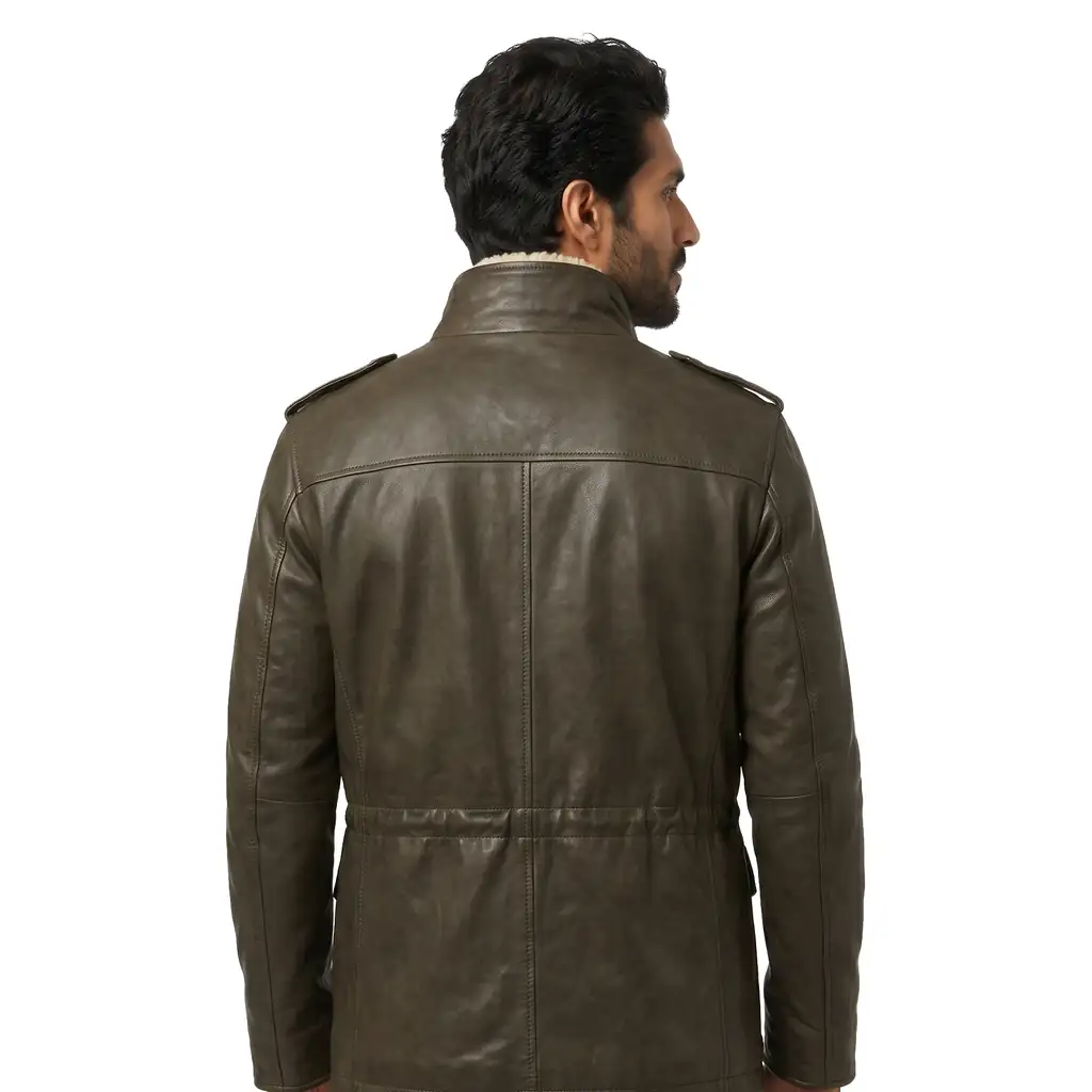 Shearling Lined Leather Field Jacket