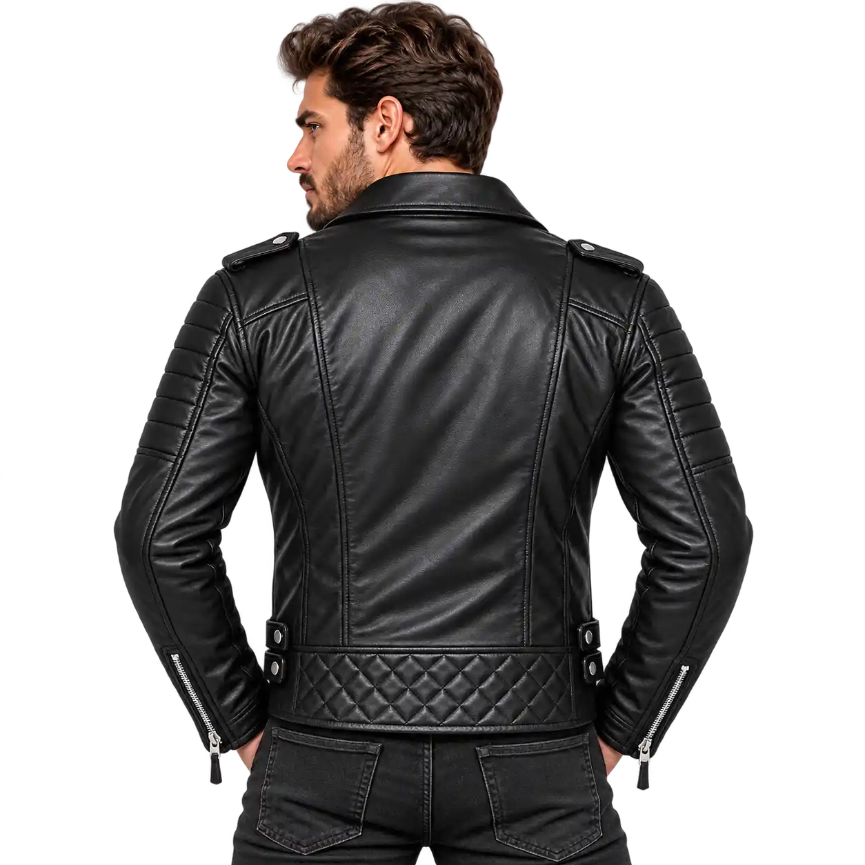 The Matrix Black Quilted Leather Biker Jacket