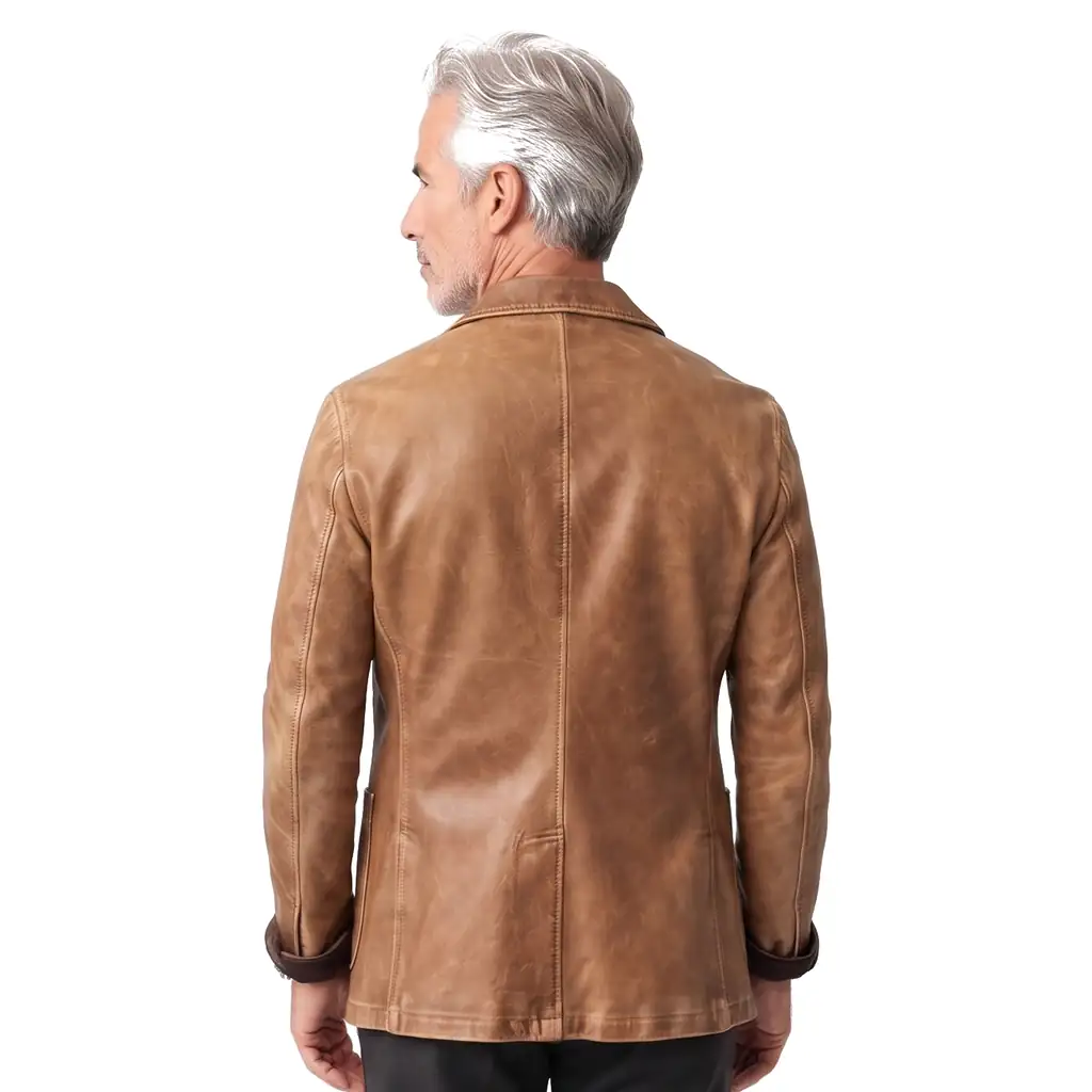 Vintage Distressed Leather Blazer