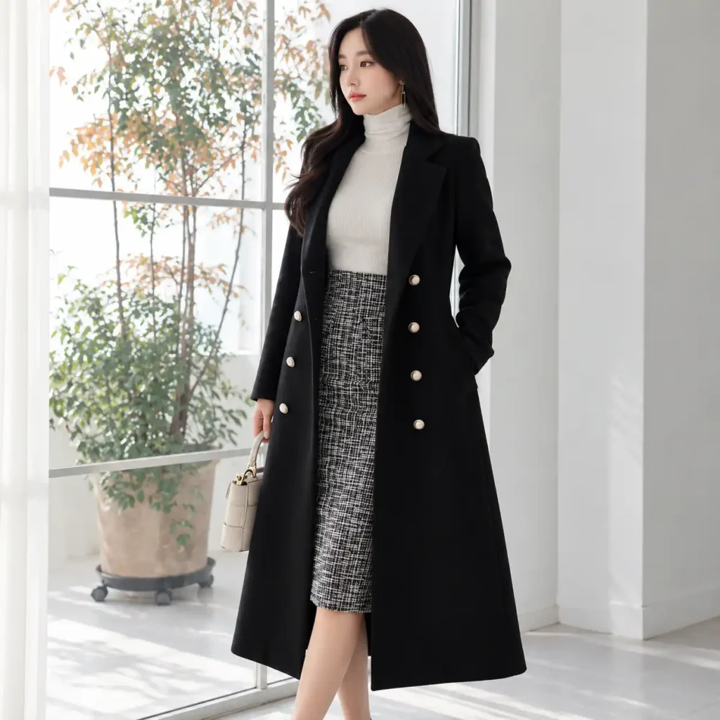 Wednesday Addams Nevermore Academy Black Wool Maxi Coat