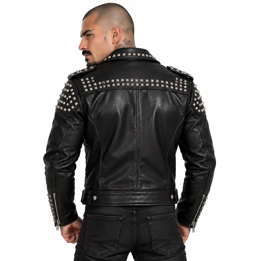 Men’s Studded Motorcycle Leather Jacket