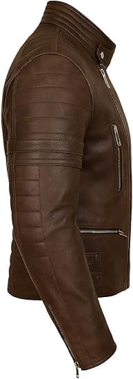 MDM Retro 80s Leather Motorcycle Jacket – Old-School Biker Style with Built-In Protectors - Image 3