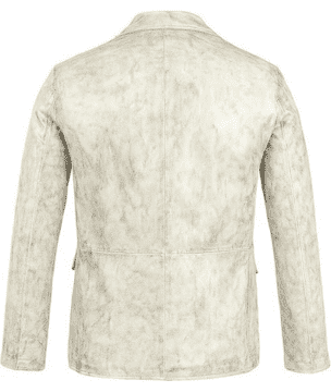 Men’s Distressed White Leather Jacket Blazer – Premium Two-Button Formal/Casual Coat - Image 2