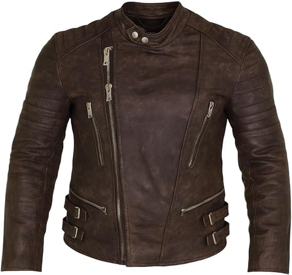 MDM Retro 80s Leather Motorcycle Jacket – Old-School Biker Style with Built-In Protectors