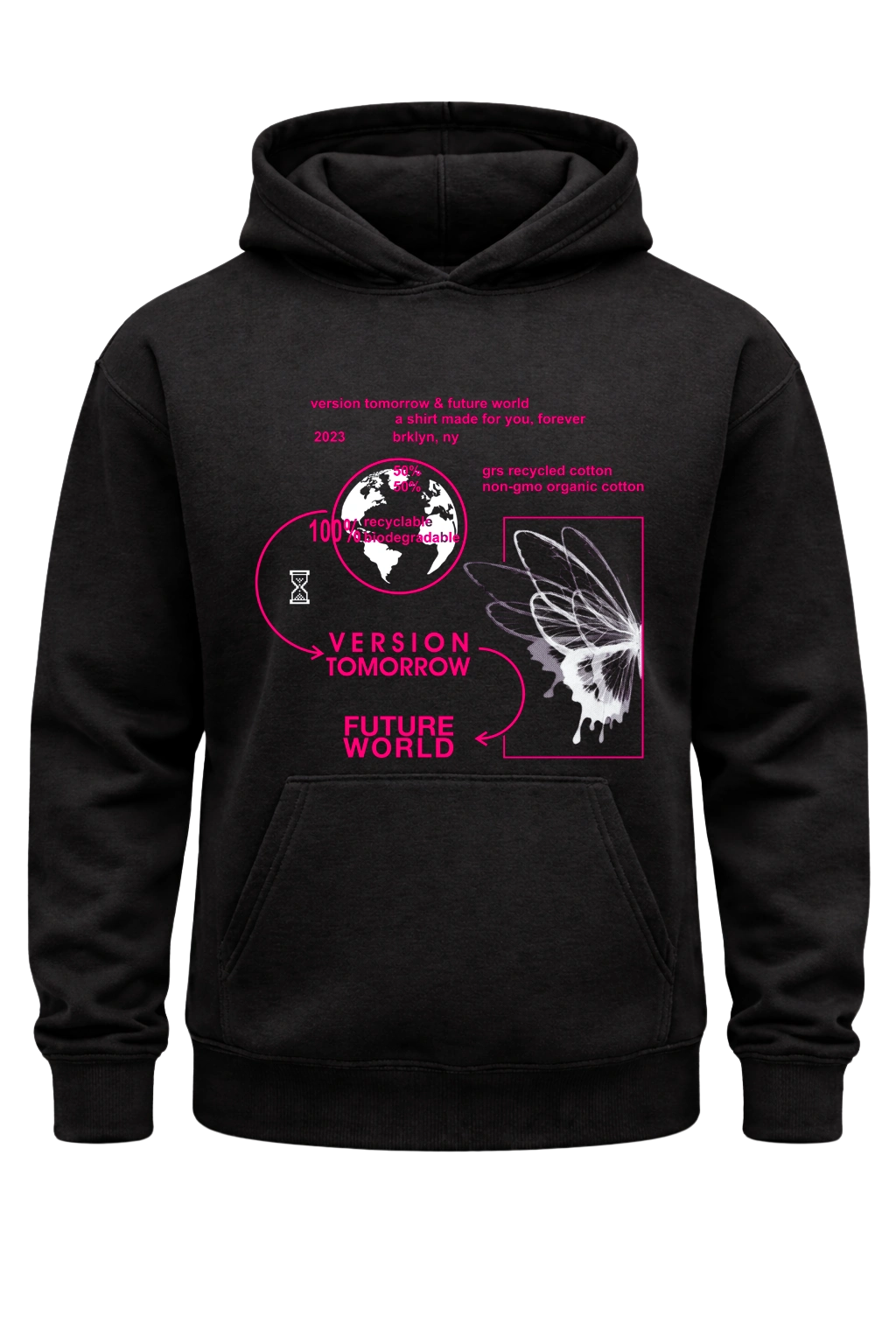 Future World Black Print Hoodie