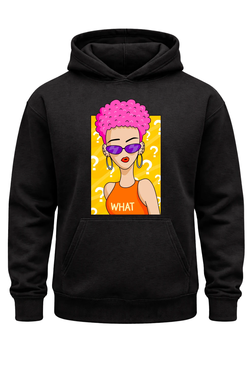 Retro Pop Art Black Print Hoodie