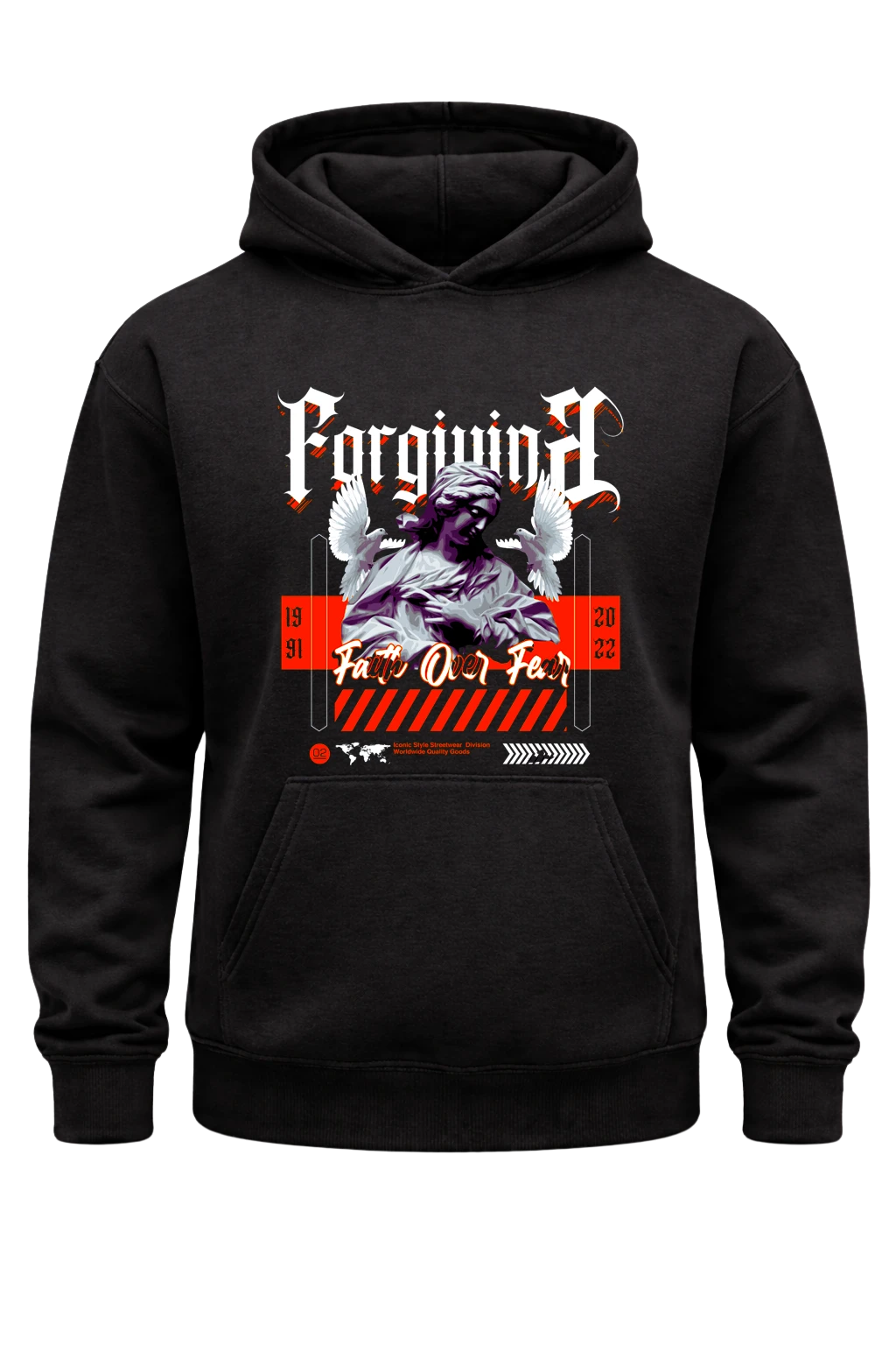 Forgiving Black Print Hoodie