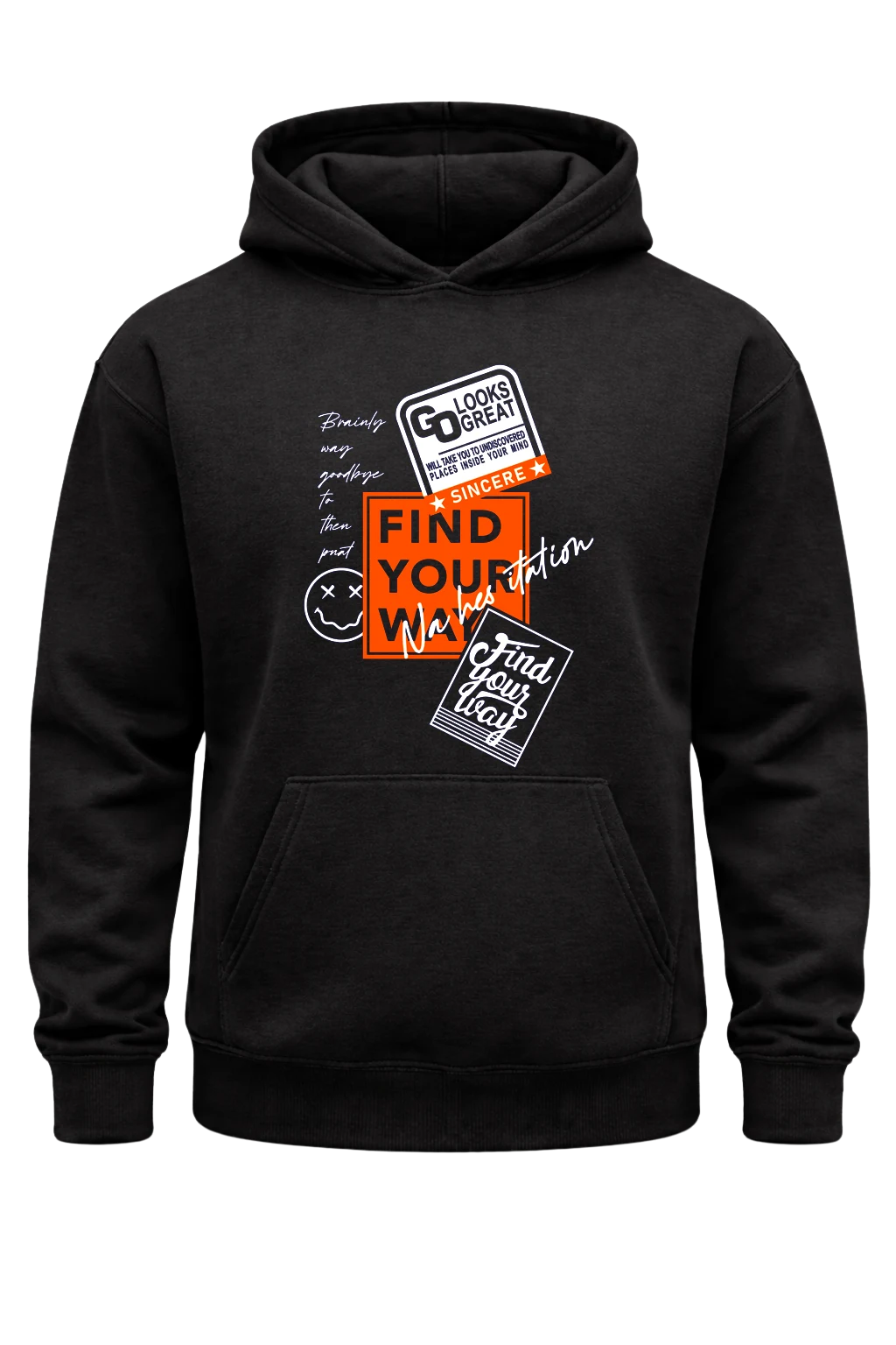 Find Your Way Black Print Hoodie