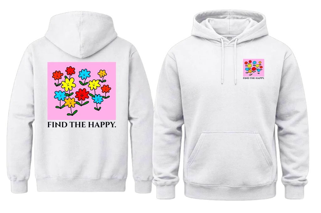 Find The Happy Front And Back Print Hoodie