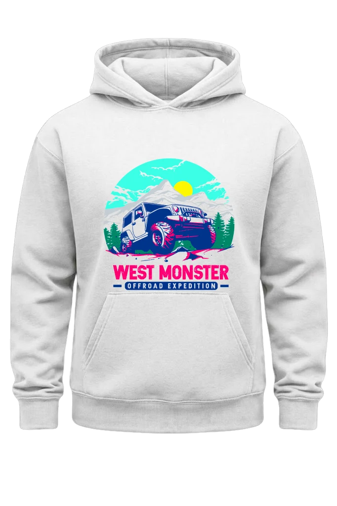 West Monster White Print Hoodie