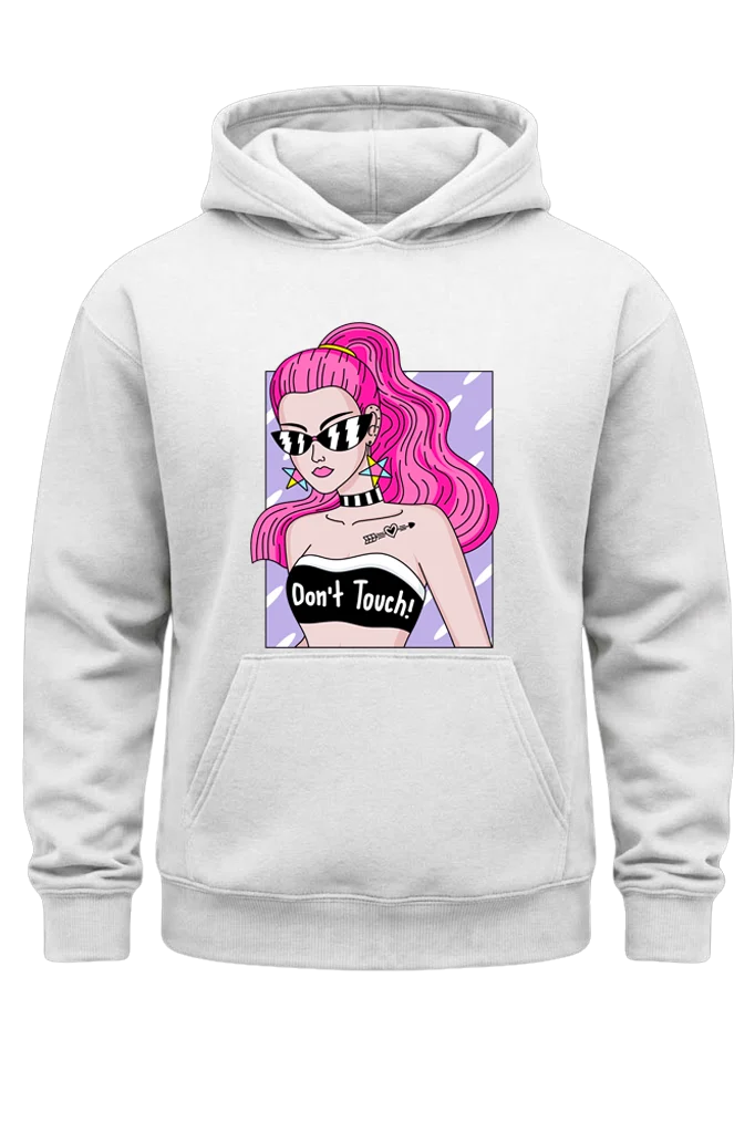 Don't Touch White Print Hoodie