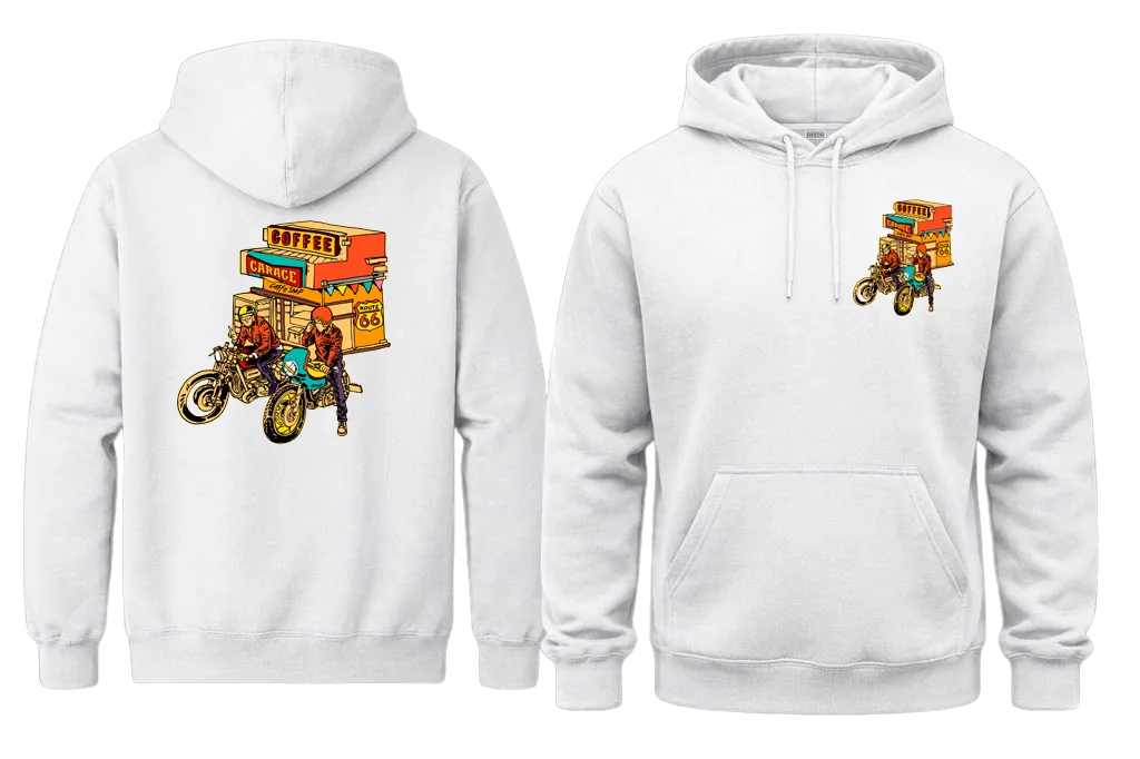 Vintage Motorcycle Front And Back Print Hoodie