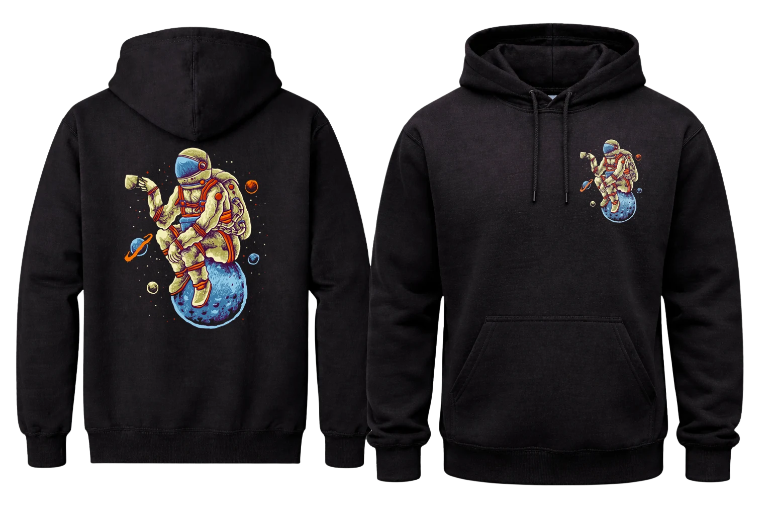 Astronaut Graphic Front And Back Print Hoodie
