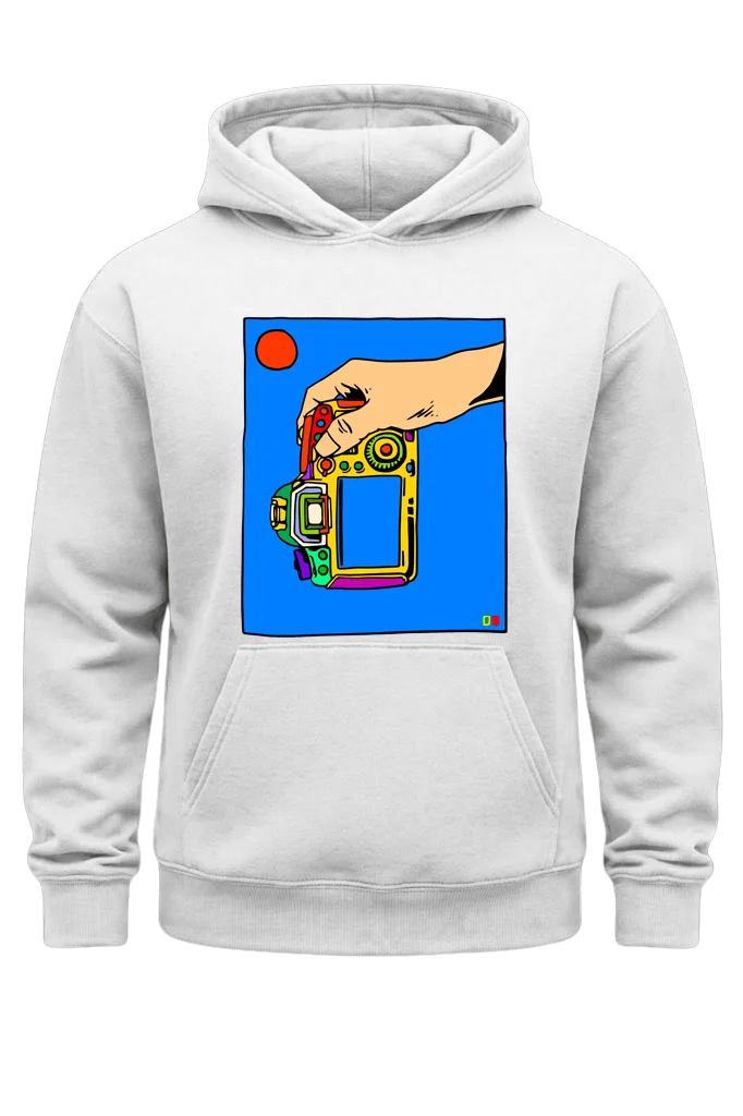 Pop Art Retro White Print Hoodie