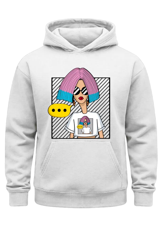 Urban Fashion Icon White Print Hoodie