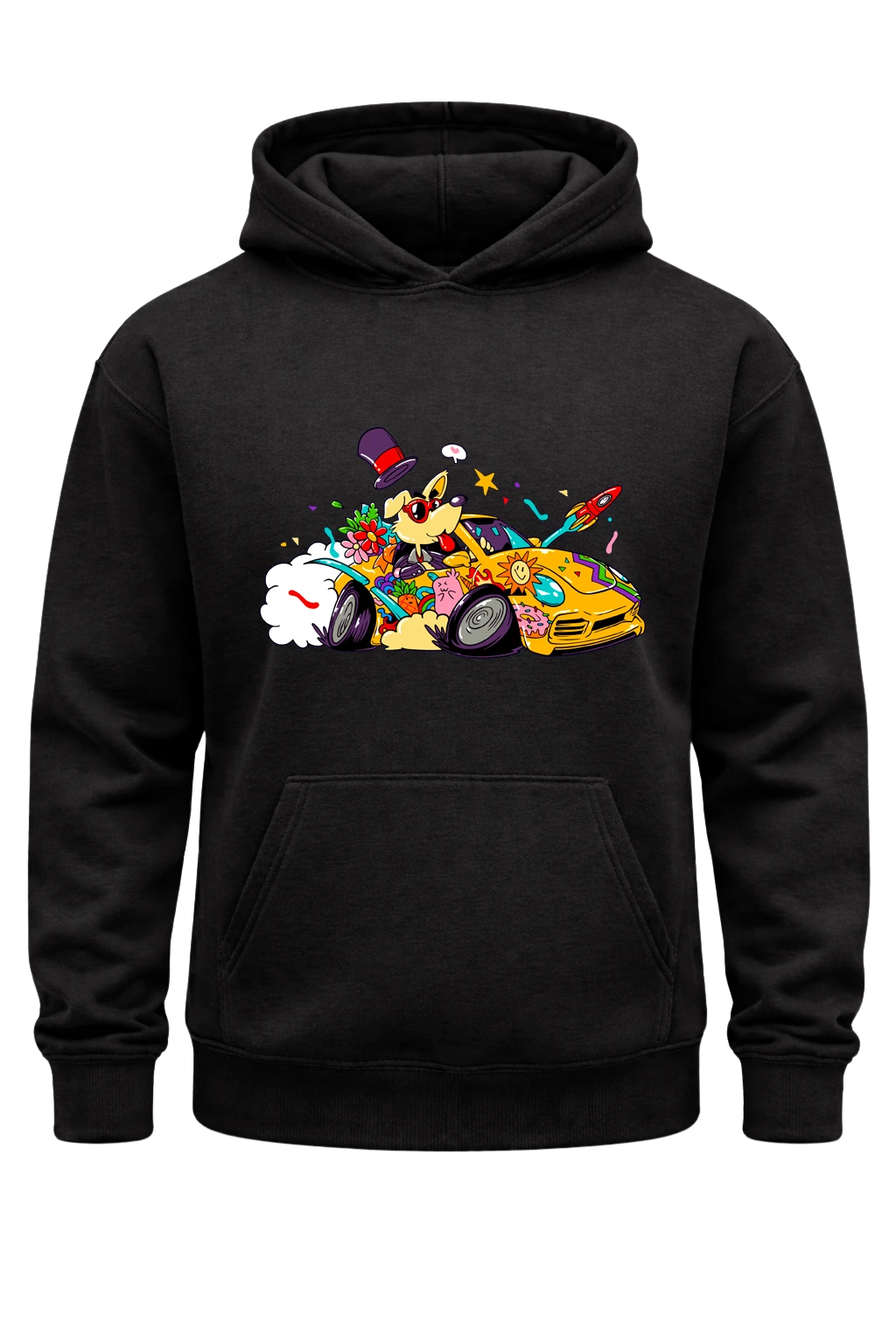 Crazy Ride Black Print Hoodie
