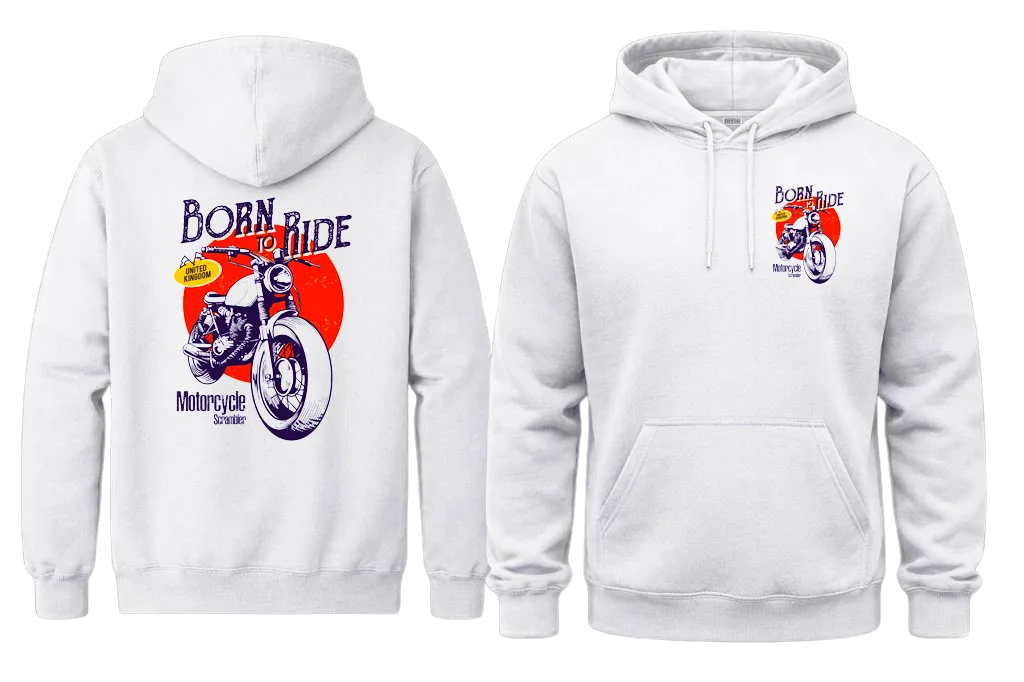 Born To Ride Front And Back Print Hoodie