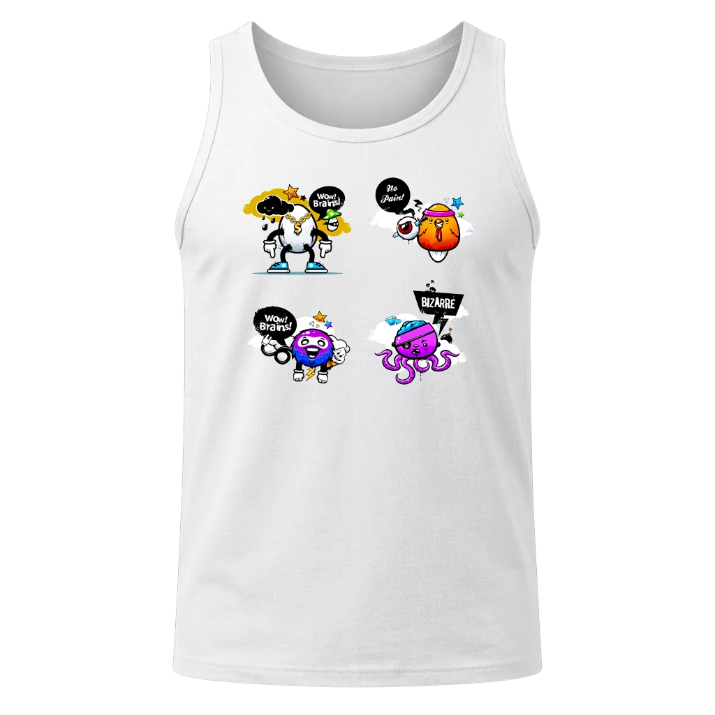Brainstorm Bizarre Cartoon White Tank Top