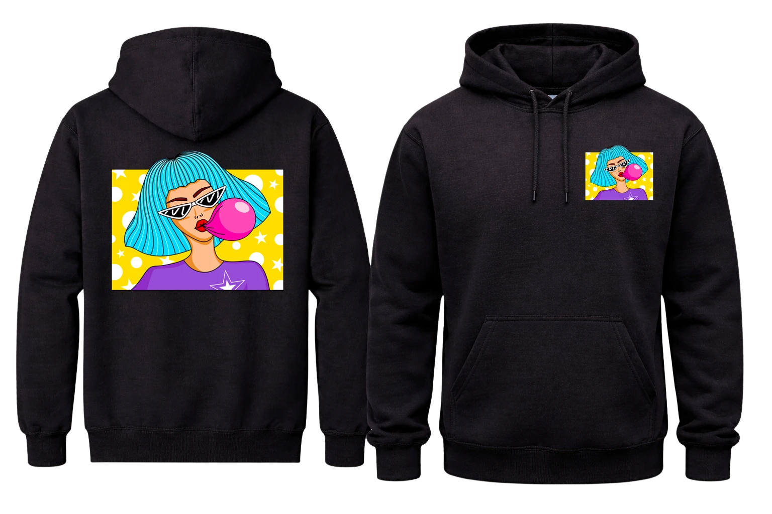 Retro Pop Front And Back Print Hoodie