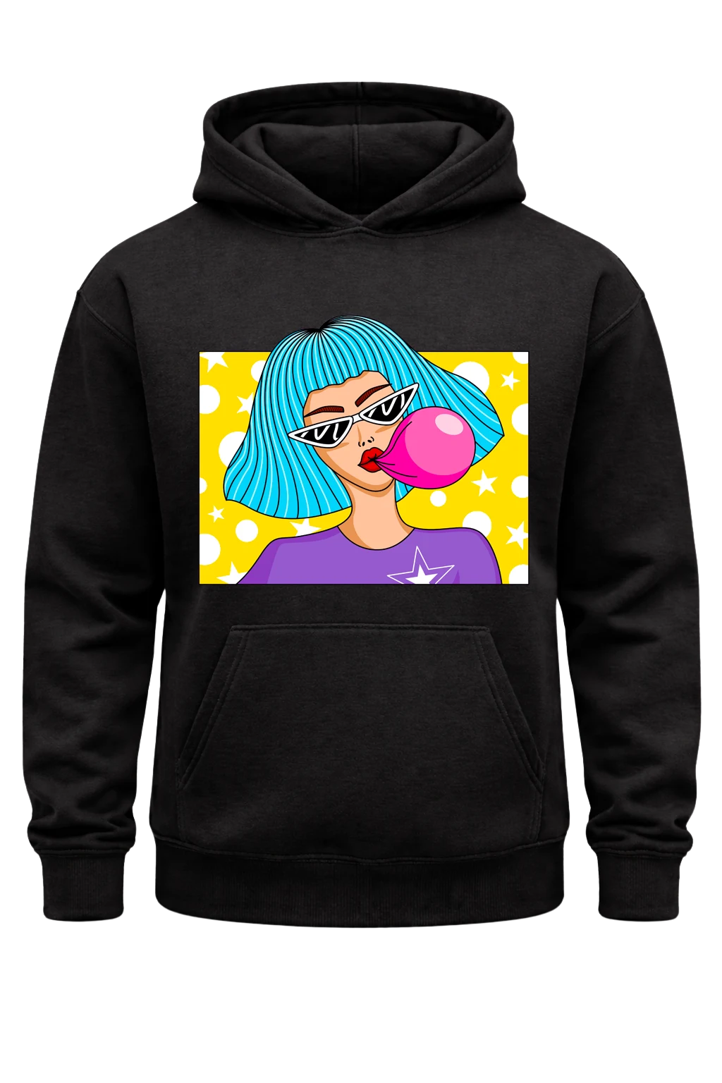 Retro Pop Black Print Hoodie