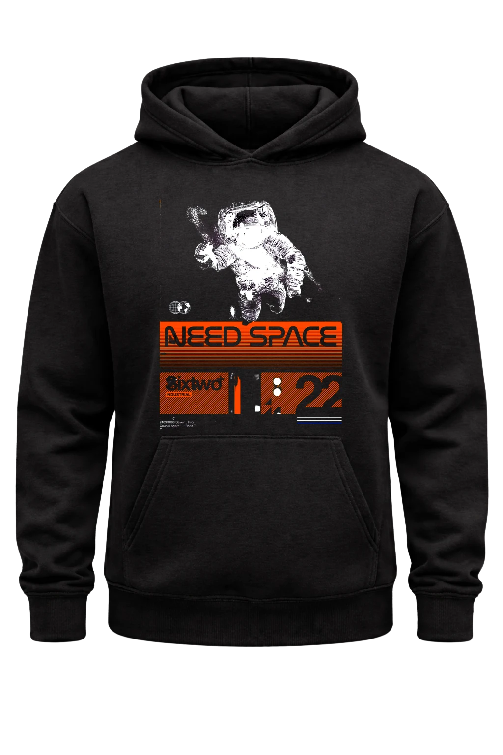 Need Space Black Print Hoodie