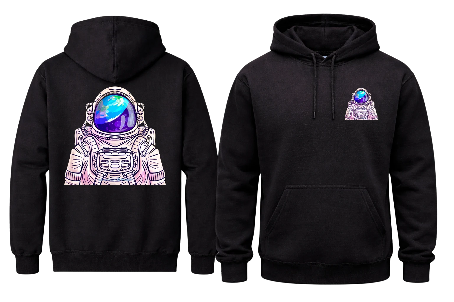 Cosmic Reflection Front And Back Print Hoodie