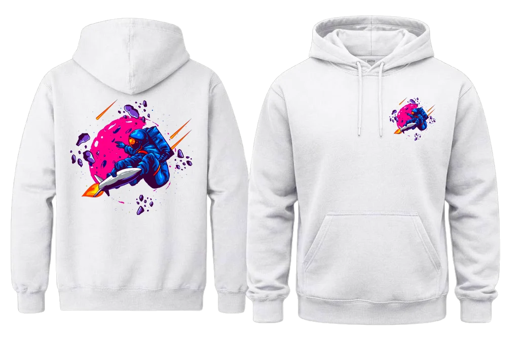 Cosmic Surfer Front And Back Print Hoodie