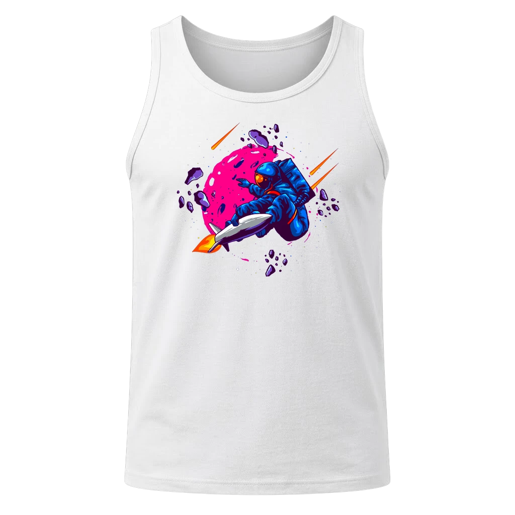Cosmic Surfer White Tank Top