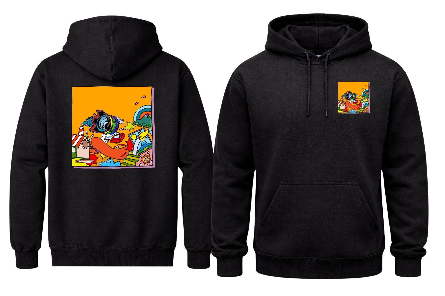 Urban Abstract Front And Back Print Hoodie