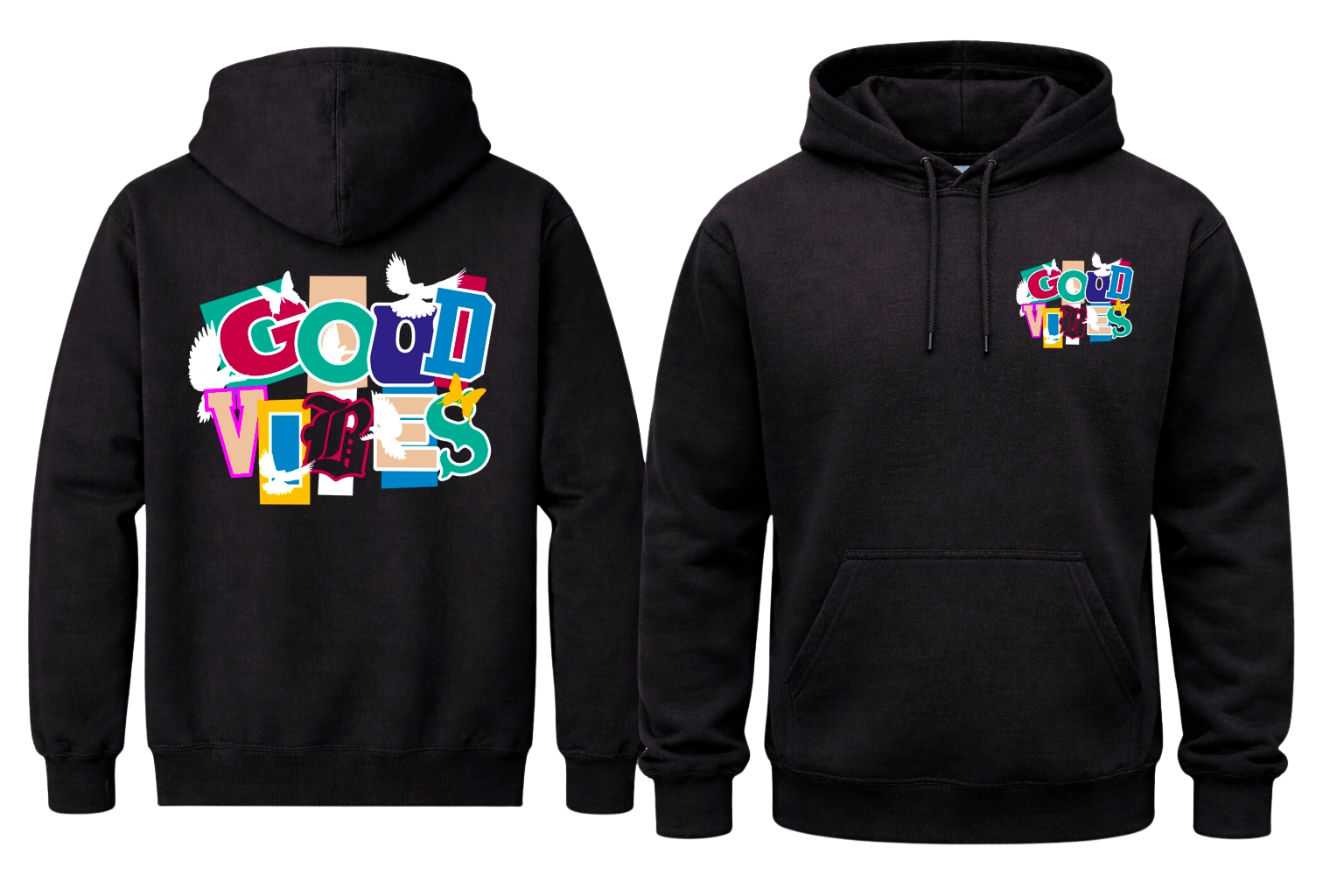 Good Vibes Front And Back Print Hoodie