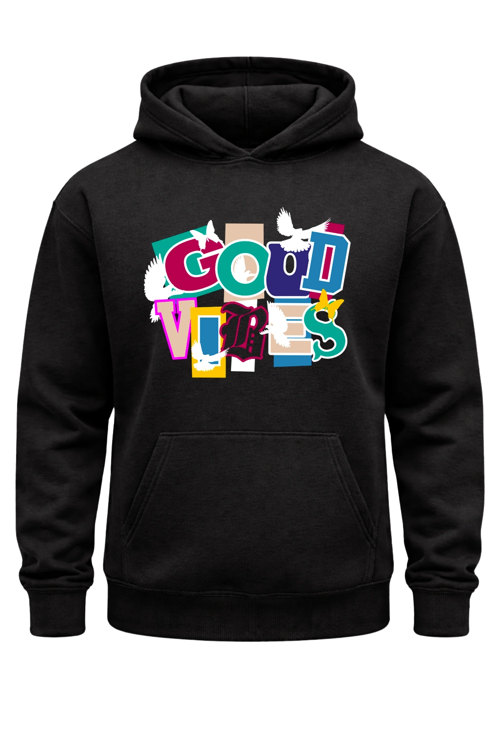 Good Vibes Black Print Hoodie